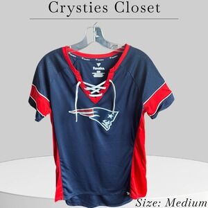 Women's Fanatics Navy/Red New England Patriots Team Draft Me Lace-Up T-Shirt